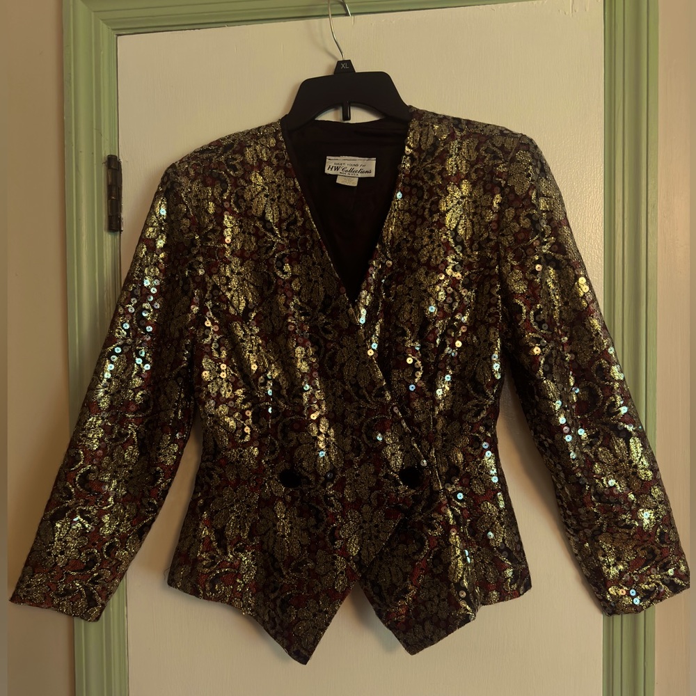 VINTAGE Gold Sequined Jacket Size 9/10 BY Shuet Young for HW Collections